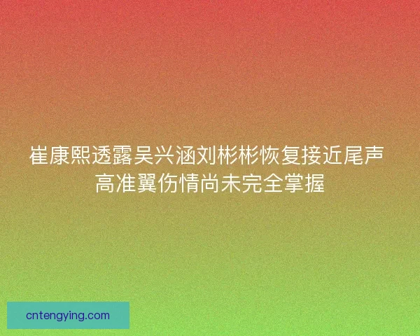 崔康熙透露吴兴涵刘彬彬恢复接近尾声 高准翼伤情尚未完全掌握