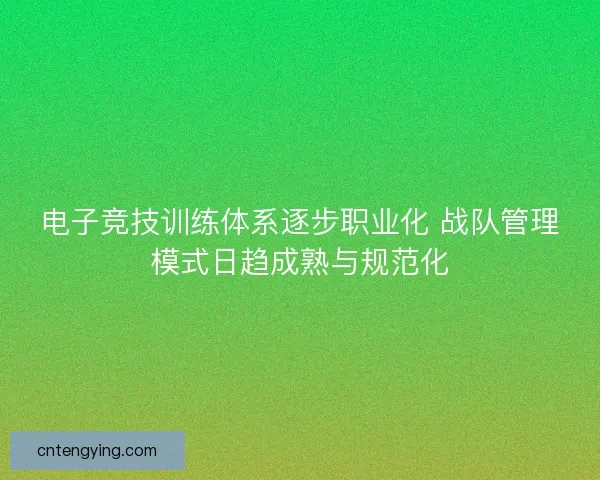 电子竞技训练体系逐步职业化 战队管理模式日趋成熟与规范化